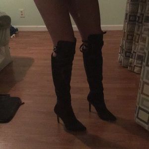Knee high black heels